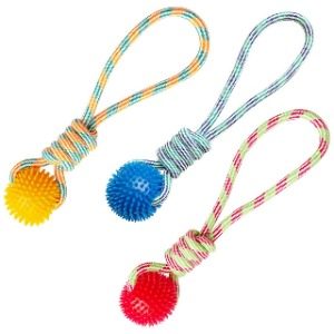 SnugArooz Spike-O-Mite Rope & Ball tug toy